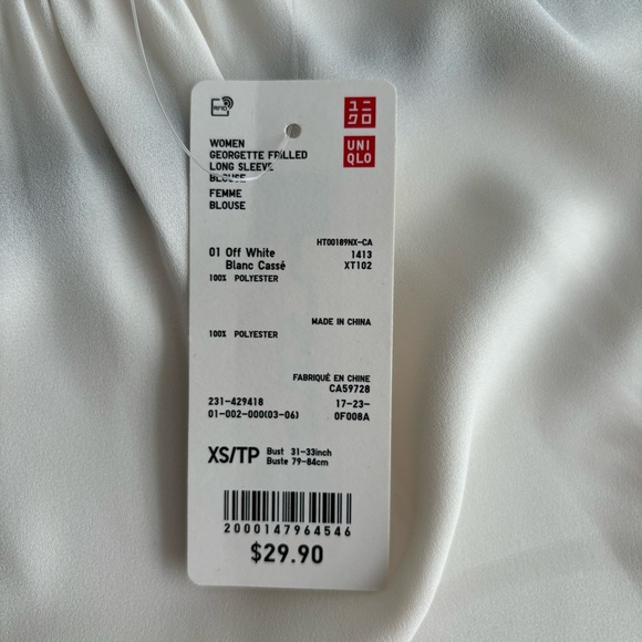 Uniqlo XS off-white georgette blouse NWT 🤍 - Picture 2 of 7